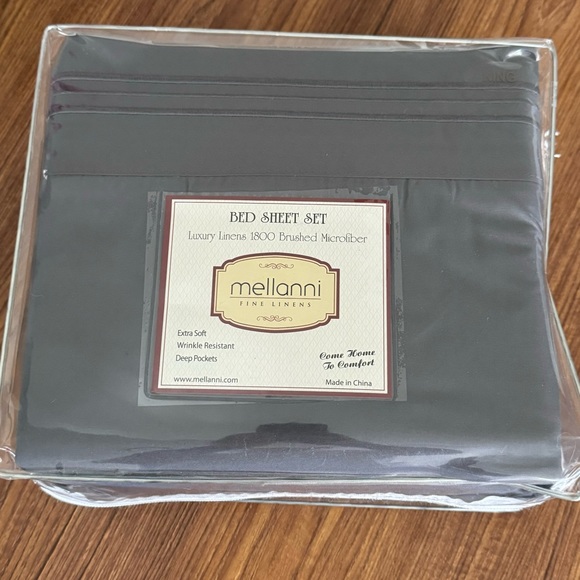 New Mellanni 1800 Brushed Microfiber King Bed Sheet Set, 4 Piece - Light Gray - Picture 4 of 4